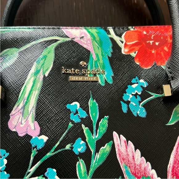 🦜🌺Kate Spade Black Floral Women's Bag w necklace/earrings - Picture 3 of 8